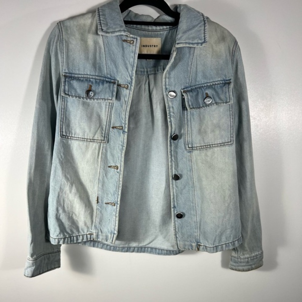 Industry Denim Cropped Denim Jacket Sz Small